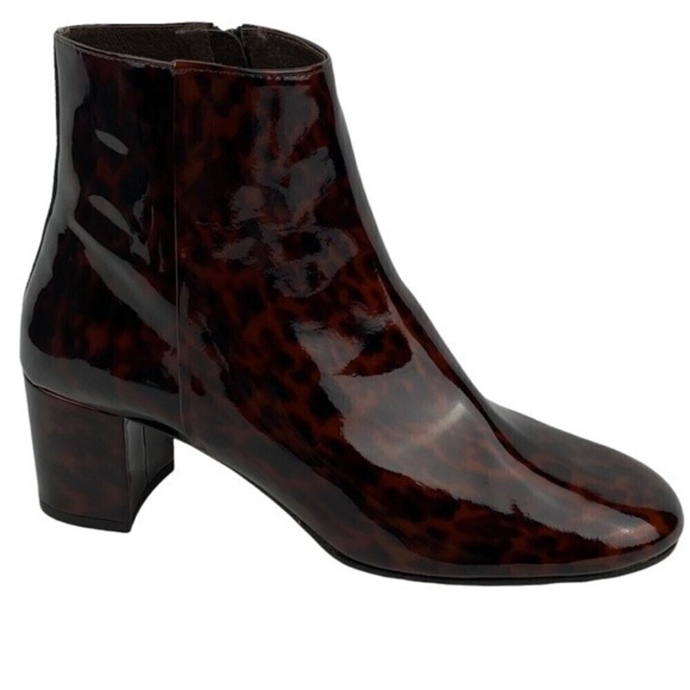 J. Crew Boots Womens Size 9 Animal Print Leather Block Heel Zipper Boots